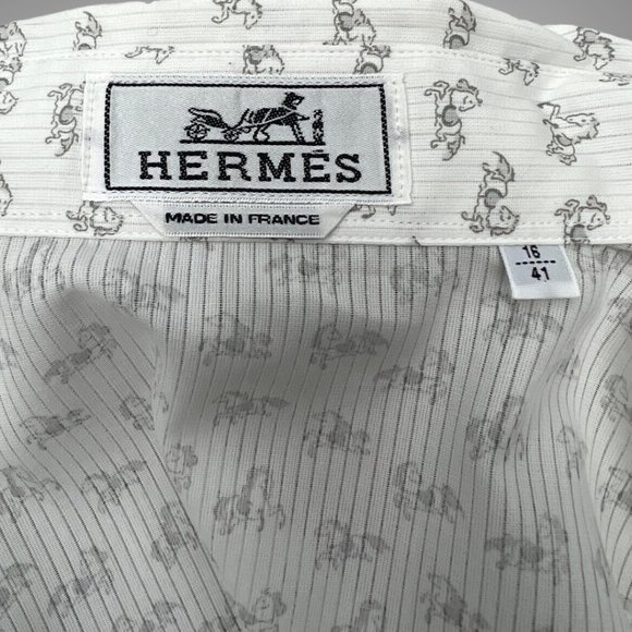 Hermes Stallion Shirt Cotton 100% Size 16 41 Made In France - Picture 8 of 8